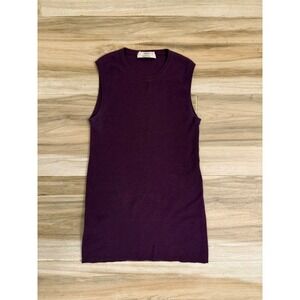 Prada Cashmere Silk Sleeveless Knit Top Purple Crew Neck Made in Italy Size 42